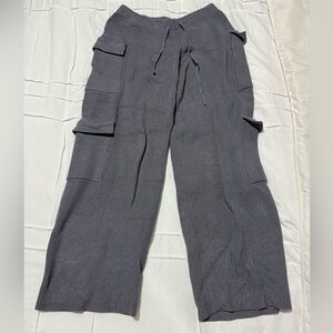 EDIKTED Women’s Charcoal Knitted Cargo Pants- Size M